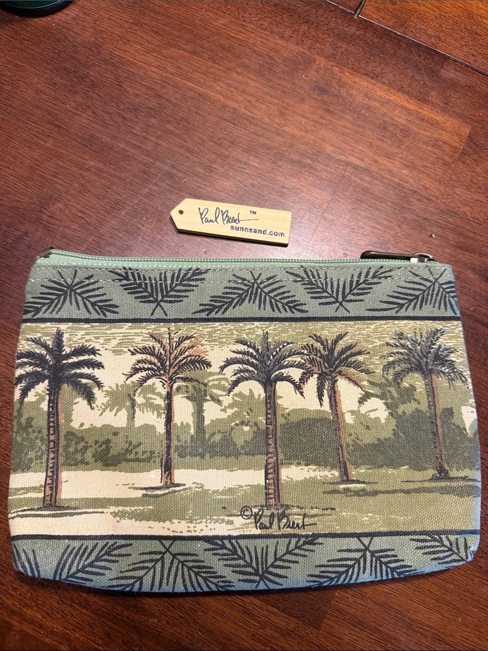 Paul Brent Palm Tree Canvas Zip Pouch - Green